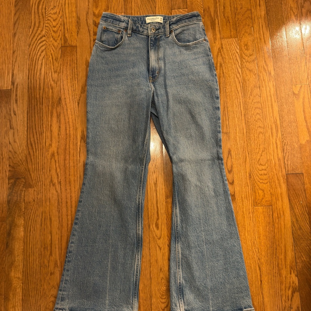 Abercrombie & Fitch Medium Blue High-Rise Flare Jeans